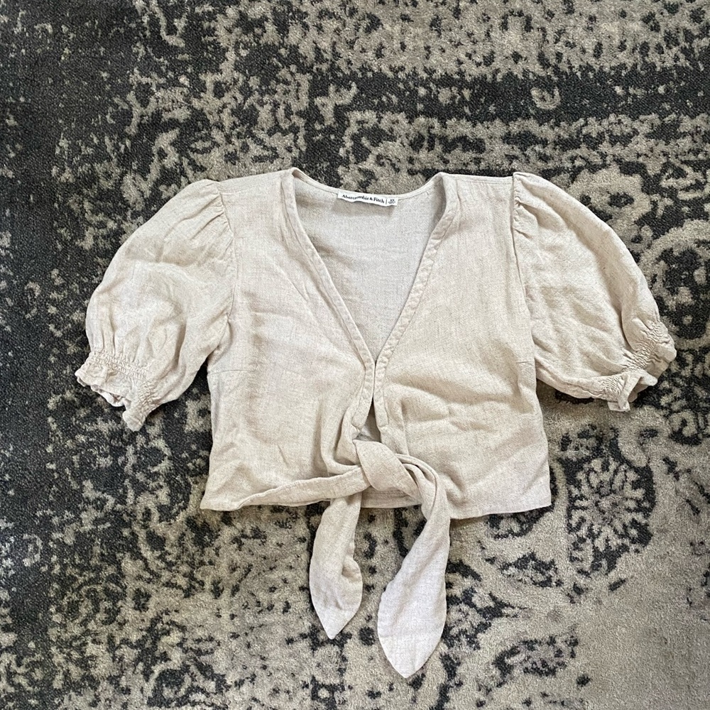 Abercrombie tie front linen blend top size xs